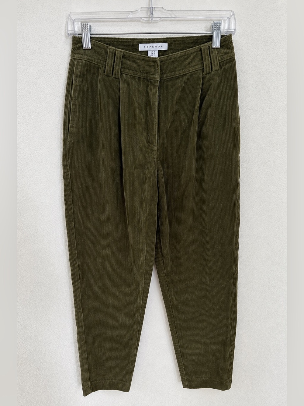 Topshop Dark Green Corduroy Pants